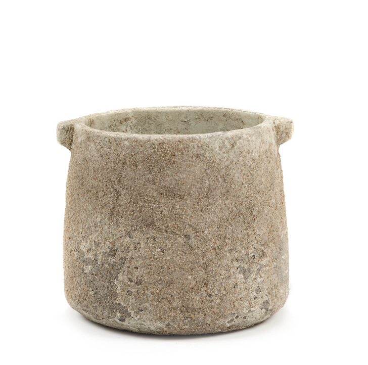 Flower pot M beige rustic