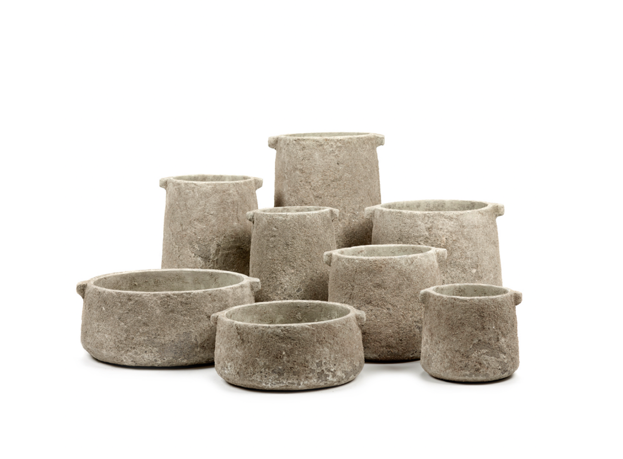 Flower pot M beige rustic
