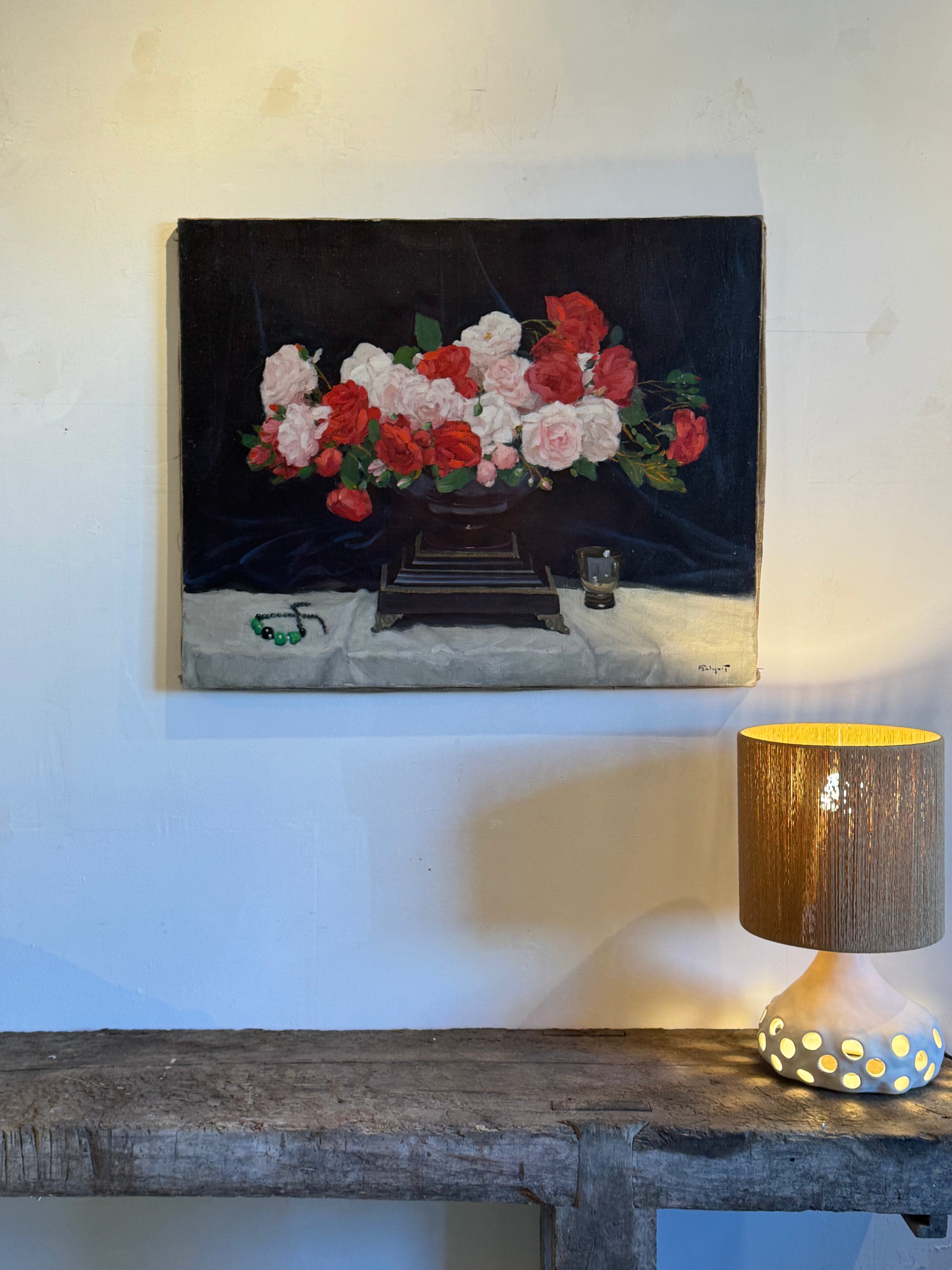 huile sur toile fin 19eme signée "bouquet de roses"