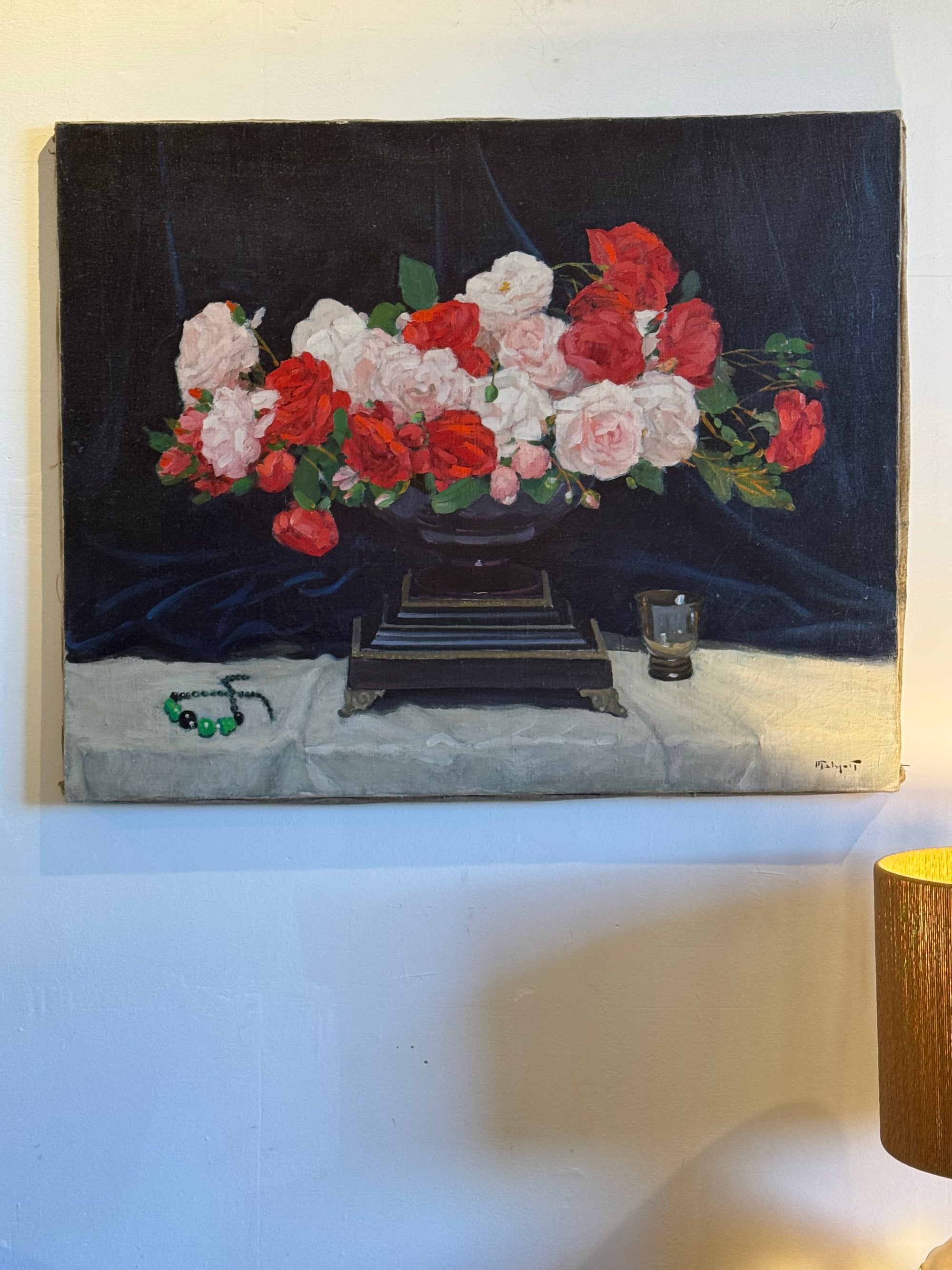 huile sur toile fin 19eme signée "bouquet de roses"