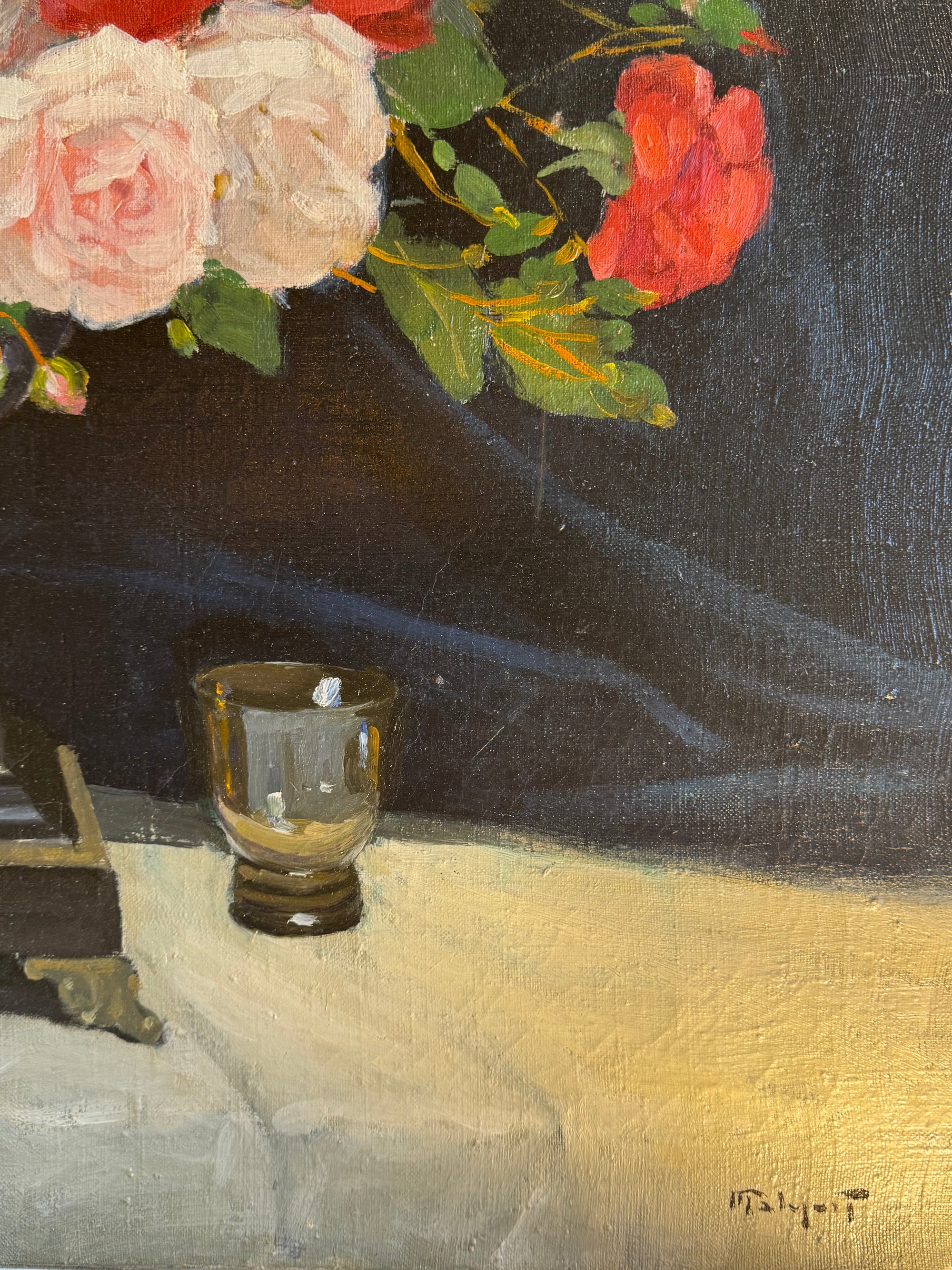 huile sur toile fin 19eme signée "bouquet de roses"