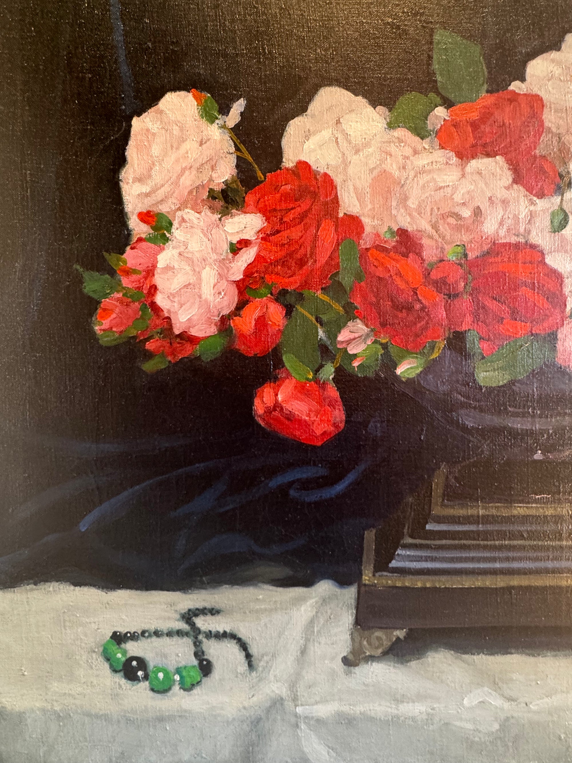 huile sur toile fin 19eme signée "bouquet de roses"