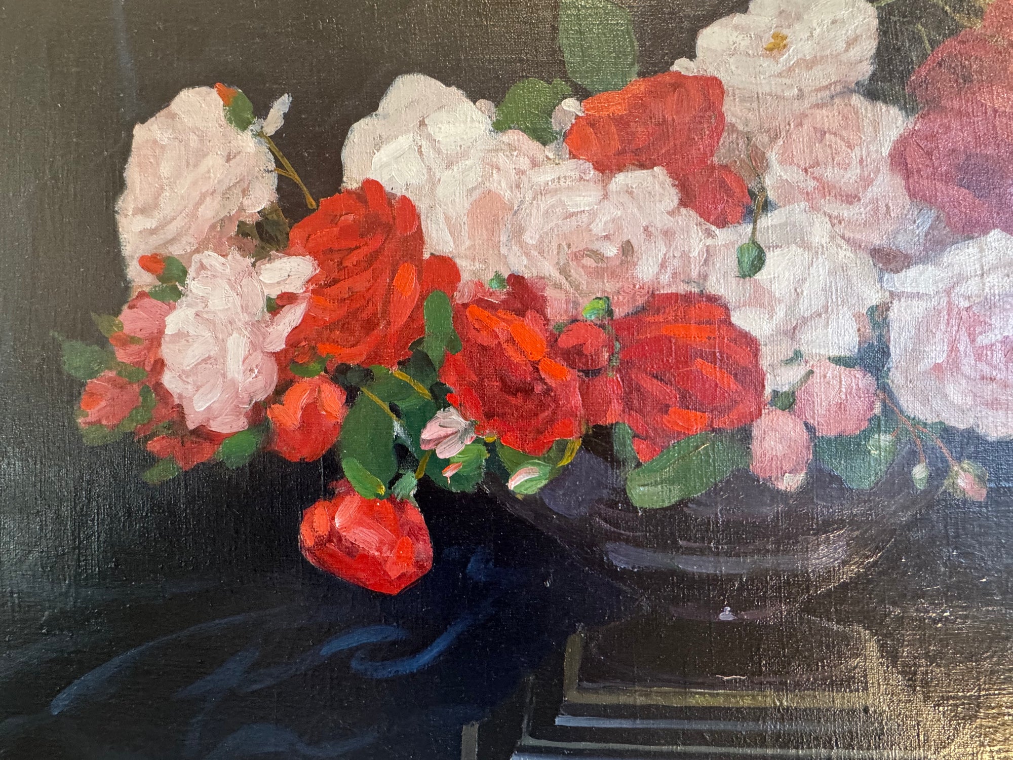 huile sur toile fin 19eme signée "bouquet de roses"