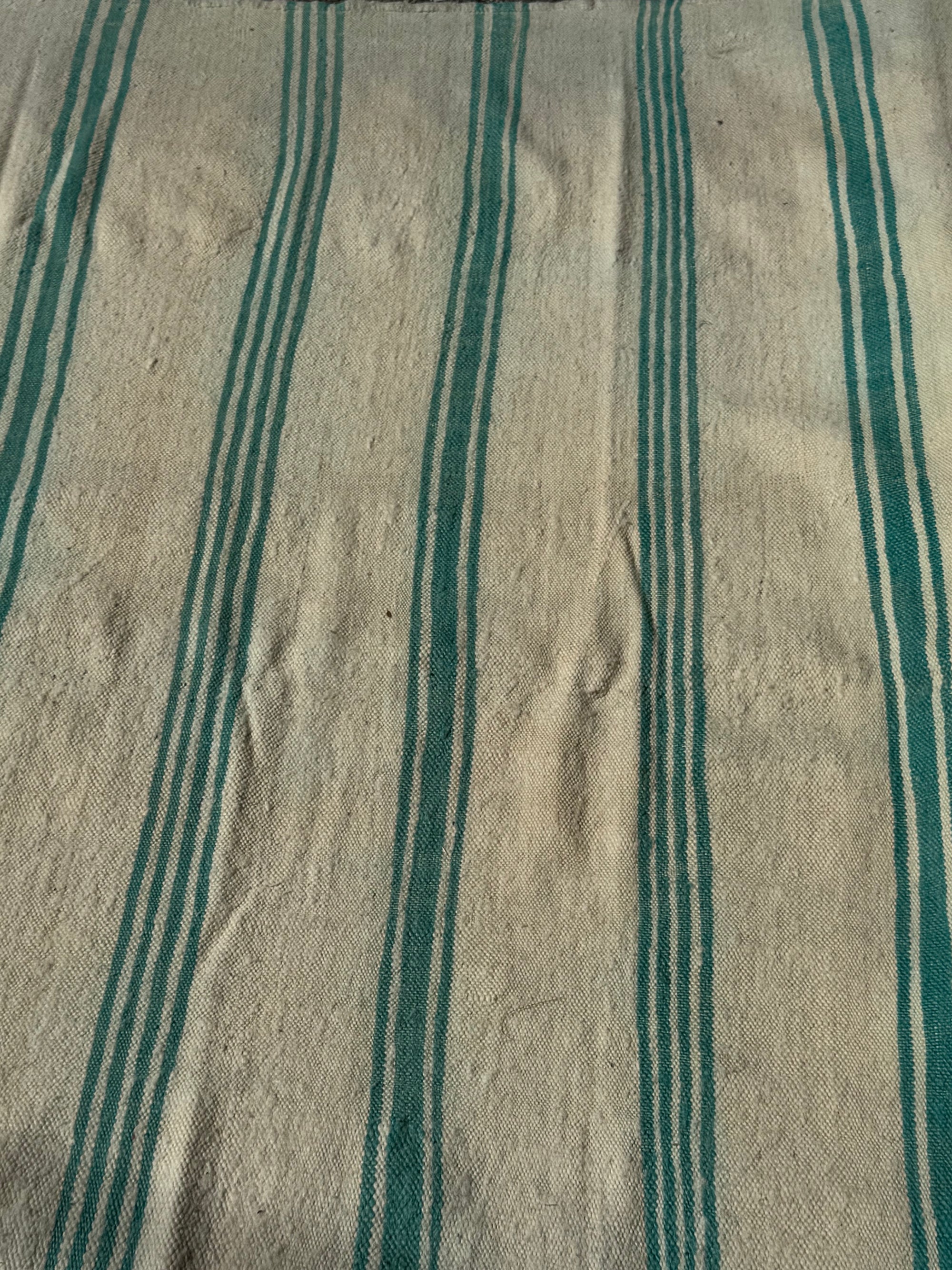 tapis Berbére ancien rayé Naturel turquoise