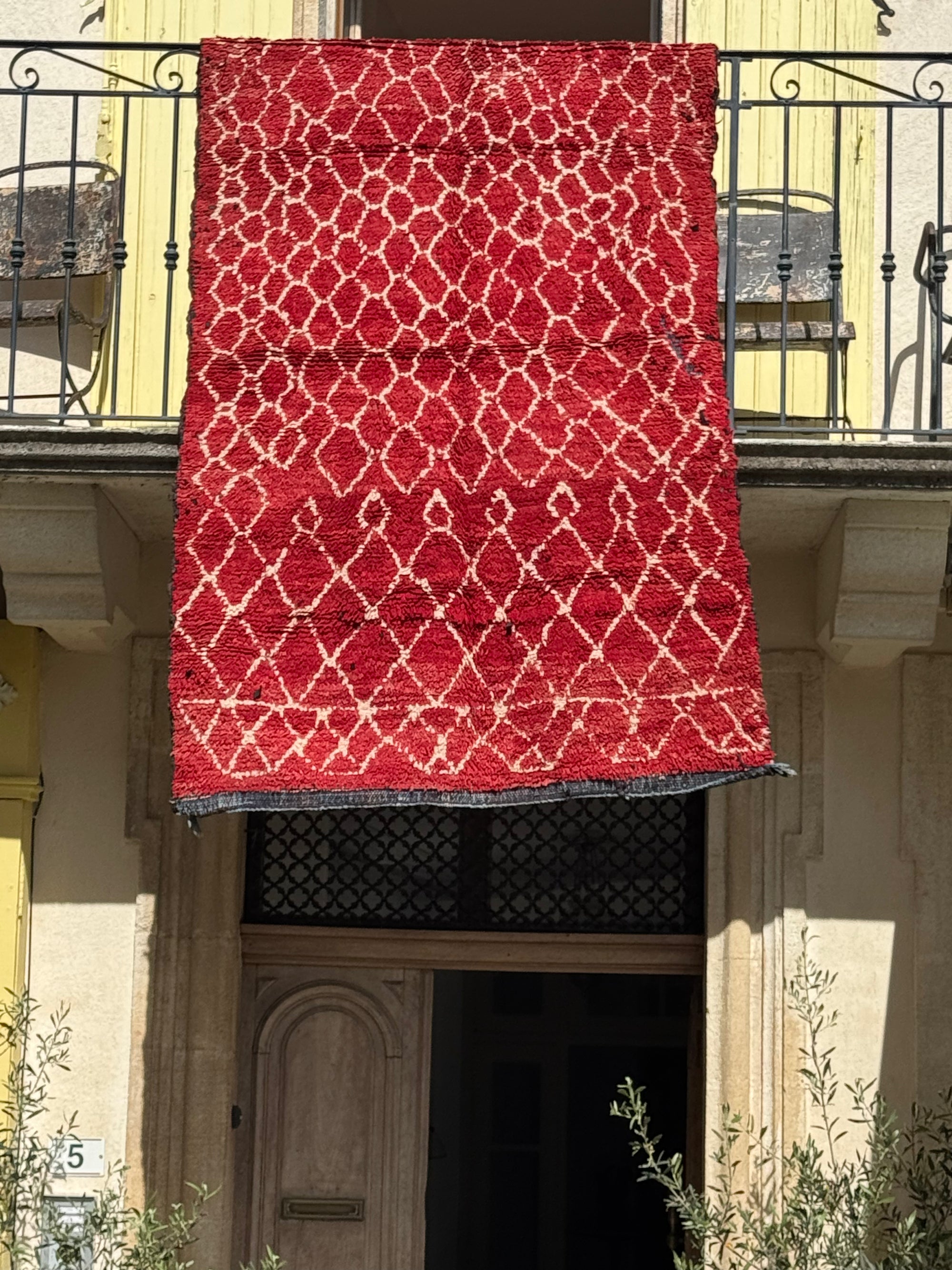 Tapis berbère ancien rouge naturel